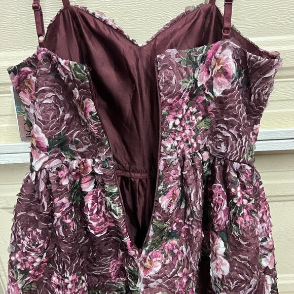 Bcx Juniors Sweetheart-Neck Fit & Flare Floral Dress Sz 13 Party Pink - Picture 5 of 9